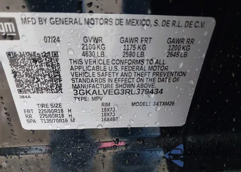 2024 GMC Terrain Awd Slt from USA, damaged, VIN 3GKALVEG3RL379434